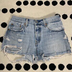 Vtg Levi's 501 Cut Off Shorts Women S XS Faded Distressed Denim 90s Cheeky Daisy